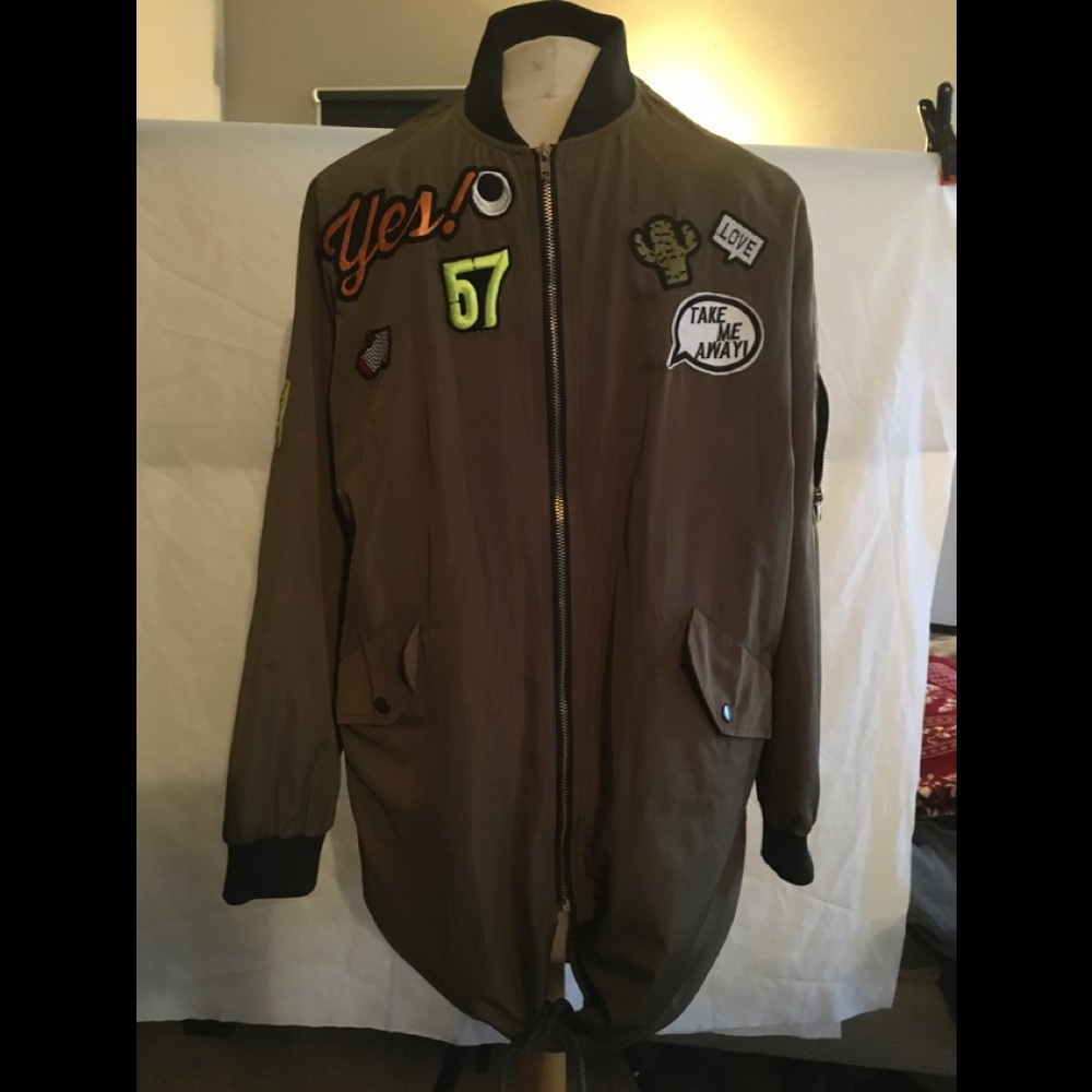 It Girl long jacket army green size large